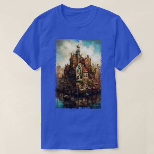 Steampunk Amsterdam Skyline 1 T-Shirt (Design vorne)