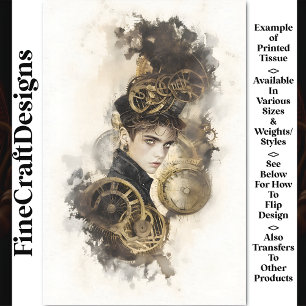 Steampunk Androgyner Charakter BP9 Découpage Seidenpapier