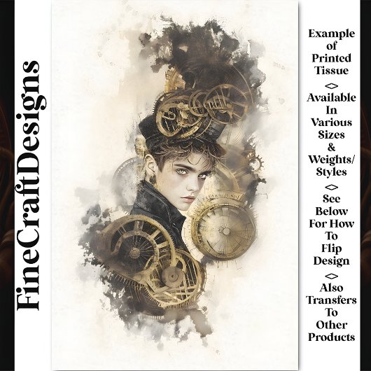 Steampunk Androgynous Zeichen BP9 Decoupage Seidenpapier