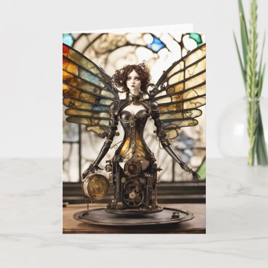 Steampunk Angel Mixed Media Blank Innen Karte (Vorderseite)