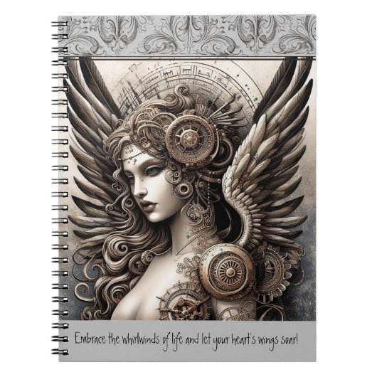 Steampunk Angel und Zitat Notizblock (Vorderseite)