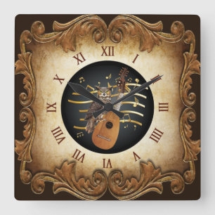Steampunk Angélique ~ Virginia-Uhu ~ Quadratische Wanduhr