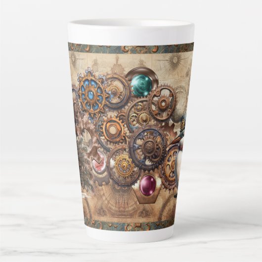 STEAMPUNK ANIMAL GEAR Latte Tasse (Vorderseite)