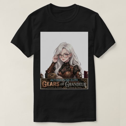 Steampunk-Anime-Mädchen-Streetwear - Aether Punk E T-Shirt (Design vorne)