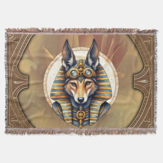 Steampunk Anubis Fox Portrait Decke (Vorderseite)