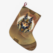 Steampunk Anubis Fox Portrait Großer Weihnachtsstrumpf (Vorderansicht (hängend))
