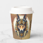 Steampunk Anubis Fox Portrait Pappbecher (Rückseite)