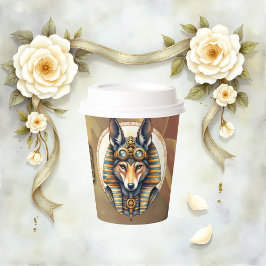 Steampunk Anubis Fox Portrait Pappbecher