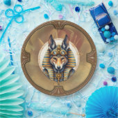 Steampunk Anubis Fox Portrait Pappteller (Party)