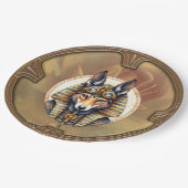 Steampunk Anubis Fox Portrait Pappteller (Schrägansicht)
