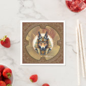 Steampunk Anubis Fox Portrait Serviette (Beispiel)