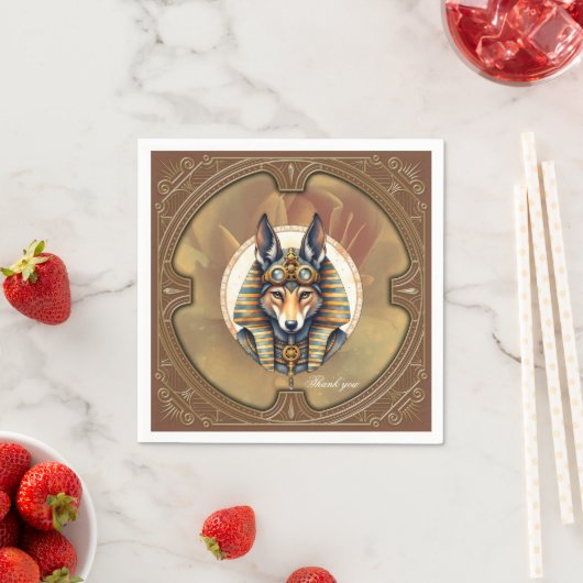 Steampunk Anubis Fox Portrait Serviette (Beispiel)