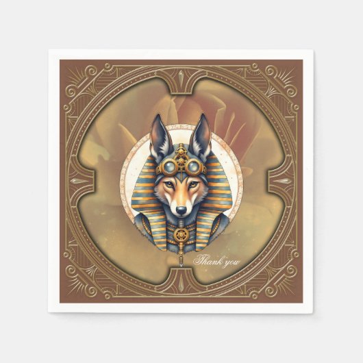 Steampunk Anubis Fox Portrait Serviette (Vorderseite)