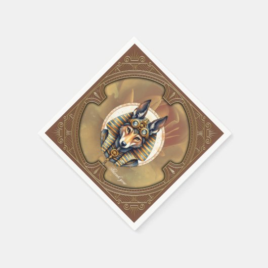 Steampunk Anubis Fox Portrait Serviette (Ecke)