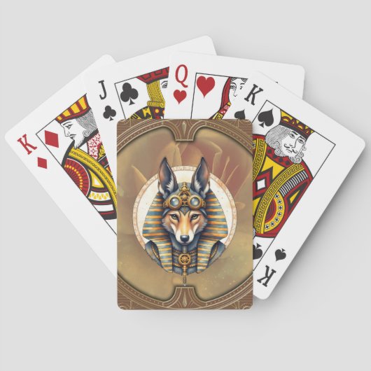 Steampunk Anubis Fox Portrait Spielkarten (Rückseite)