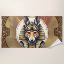 Steampunk Anubis Fox Portrait Strandtuch