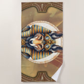 Steampunk Anubis Fox Portrait Strandtuch (Vorderseite)