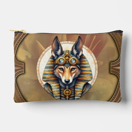 Steampunk Anubis Fox Portrait Zubehörtasche (Vorderseite)
