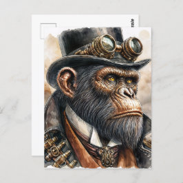 Steampunk Ape Watercolor Art Postkarte