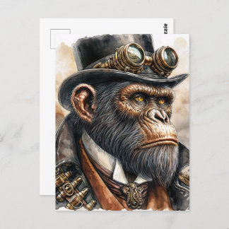Steampunk Ape Watercolor Art Postkarte