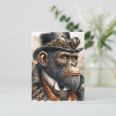 Steampunk Ape Watercolor Art Postkarte (Stehend Vorderseite)