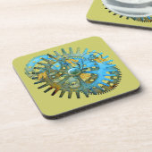 Steampunk Aqua Gear Collage Untersetzer (Linke Seite)