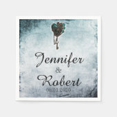 Steampunk Aquamarin Heart Wedding Napkin Serviette (Vorderseite)