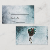 Steampunk Aquamarin Heart Wedding Platzkarten (Vorne/Hinten)