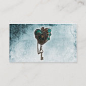 Steampunk Aquamarin Heart Wedding Platzkarten (Rückseite)