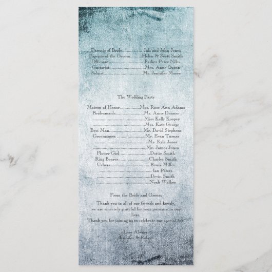 Steampunk Aquamarin Heart Wedding Program Programm (Rückseite)