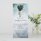 Steampunk Aquamarin Heart Wedding Program Programm (Stehend Vorderseite)