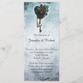 Steampunk Aquamarin Heart Wedding Program Programm (Vorderseite)
