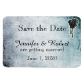 Steampunk Aquamarin Heart Wedding Save the Date Magnet (Horizontal)