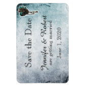 Steampunk Aquamarin Heart Wedding Save the Date Magnet (Vertikal)