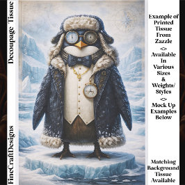 Steampunk Arctic Explorer Penguin FG3 Decoupage Seidenpapier