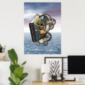 Steampunk-Art Dragon Storybook Poster (Heimbüro)