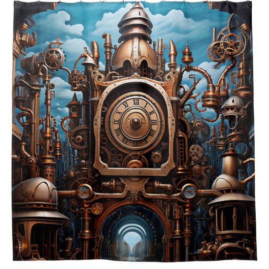 Steampunk Art Duschvorhang (Vorderseite)