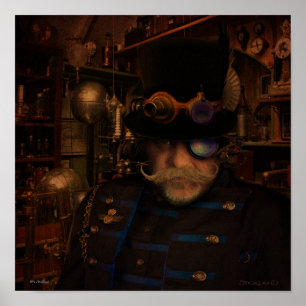 Steampunk Art - Fantasy Inventar Captain Sean Poster