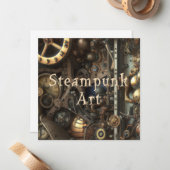 Steampunk Art Grußkarte Mitteilungskarte (Vorderseite/Rückseite Beispiel)