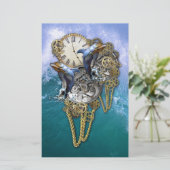 Steampunk-Art Time-Peace-Skulptur Briefpapier (Stehend Vorderseite)