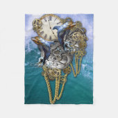 Steampunk-Art Time-Peace-Skulptur Fleecedecke (Vorderseite)