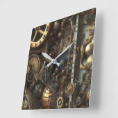 Steampunk Art Wall Clock Quadratische Wanduhr (Winkel)