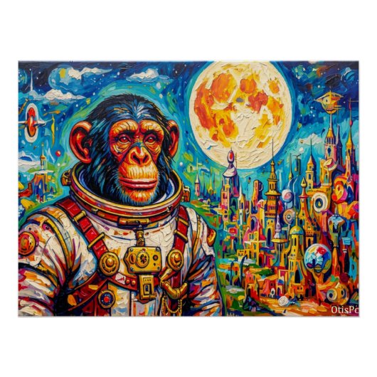 STEAMPUNK-ASTRONAUT-SCHIMPANSE 2 POSTER (Vorderseite)