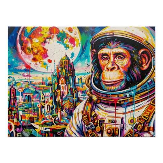 STEAMPUNK-ASTRONAUT-SCHIMPANSE 3 POSTER (Vorderseite)