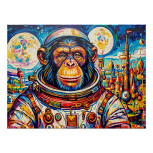 STEAMPUNK-ASTRONAUT-SCHIMPANSE POSTER