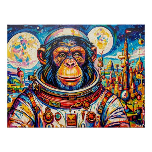 STEAMPUNK-ASTRONAUT-SCHIMPANSE POSTER (Vorderseite)