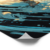 Steampunk Astronaut Surfen im Surrealismus mit Sci Poster (Ecke)