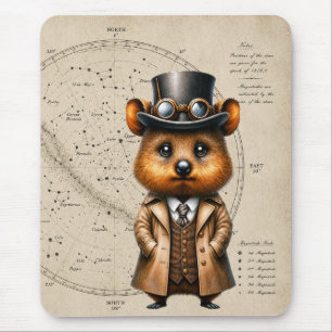 Steampunk-Astronom Quokka mit Sternenkarte Mousepad