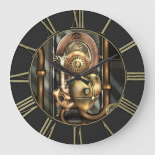 Steampunk At Heart Große Wanduhr