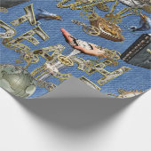 Steampunk auf Blue Denim Geschenkpapier (Ecke)